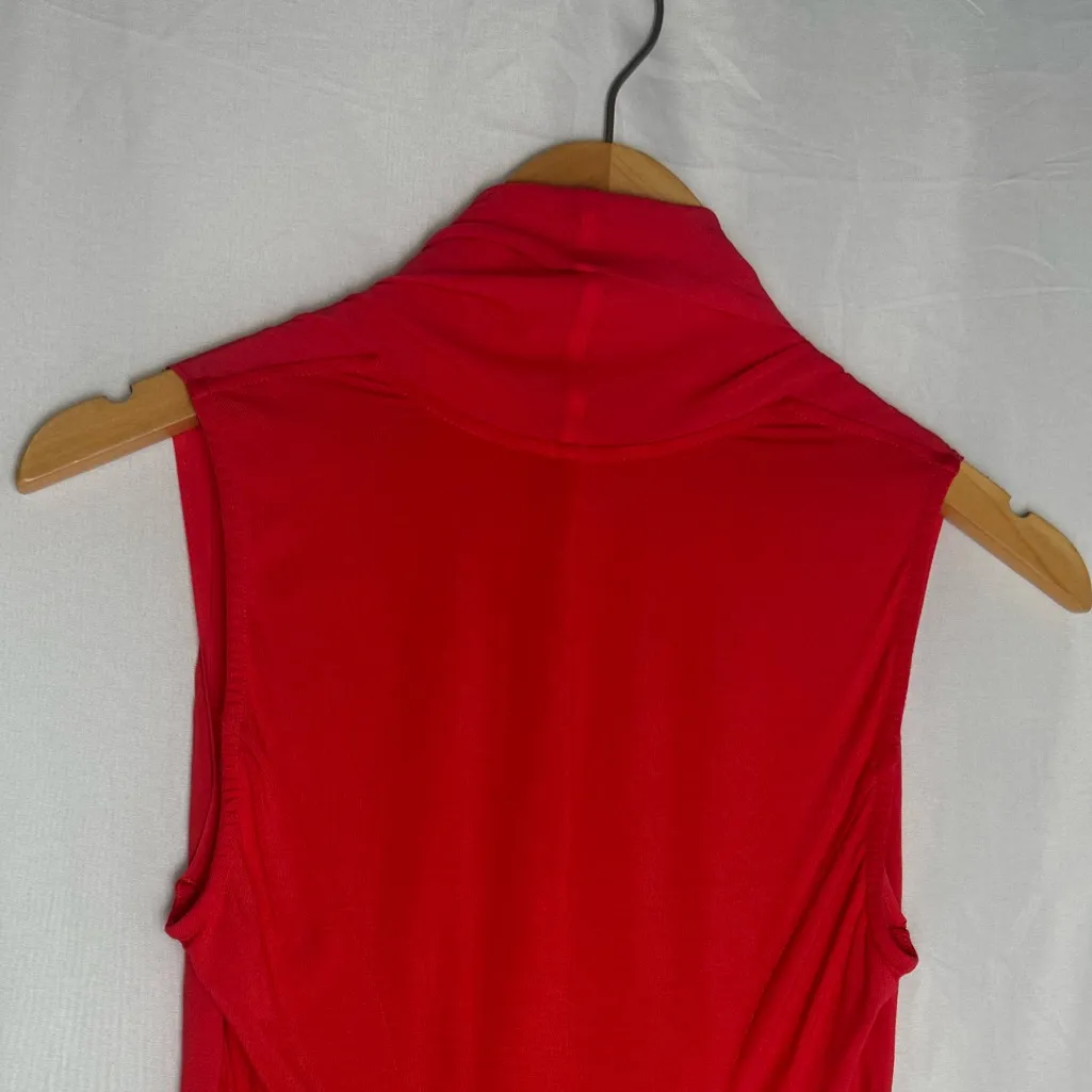 Bebe bodysuit short sleeve v neck silk coral party XS NWOT - Image 4