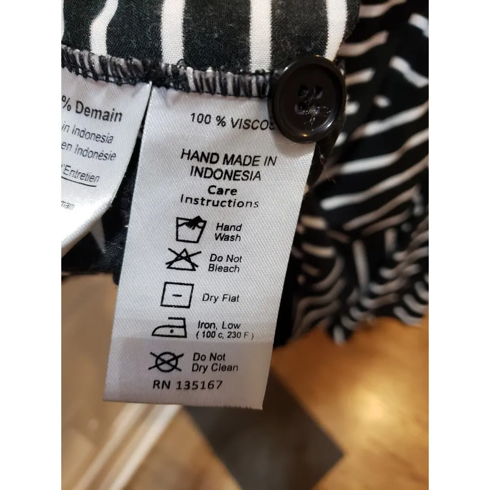 Motel Black White Stripe Romper XS V-Neck Long Sleeve Playsuit Made in Indonesia - Image 9