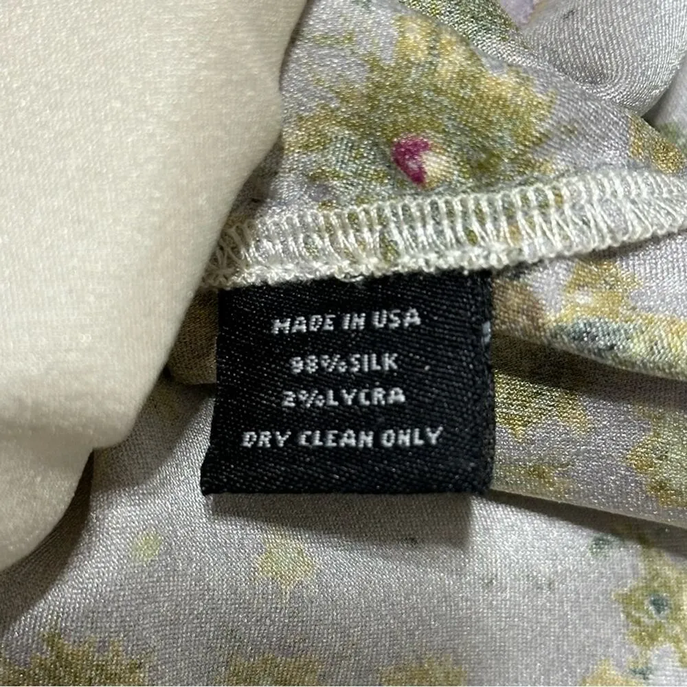 SUNO Womens Size S Light Purple Green Printed Stretch Silk Pencil Straight Skirt - Image 6