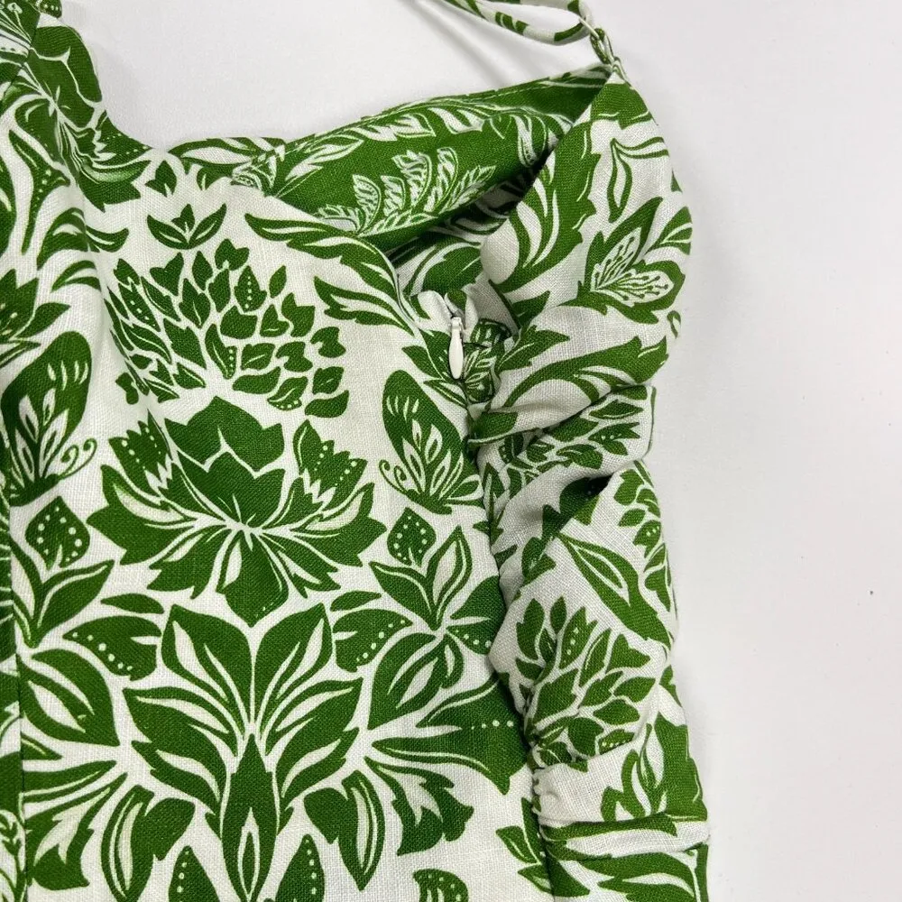 NWOT Farm Rio Floral Delicate Tapestry Linen Drop-Waist Midi Dress Size XL Green - Image 15