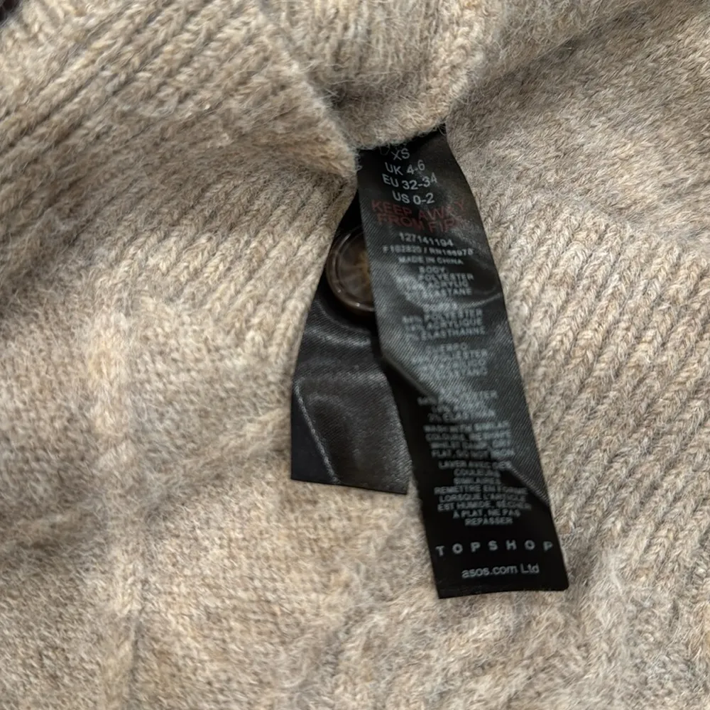 Topshop Cable Knit Button Up Sweater - Taupe Size 0-2 - Image 8