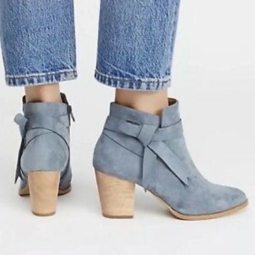 Free People x Faryl Robin Vegan Alameda Bow Heeled Ankle Boot in Black Size 9 - Image 14