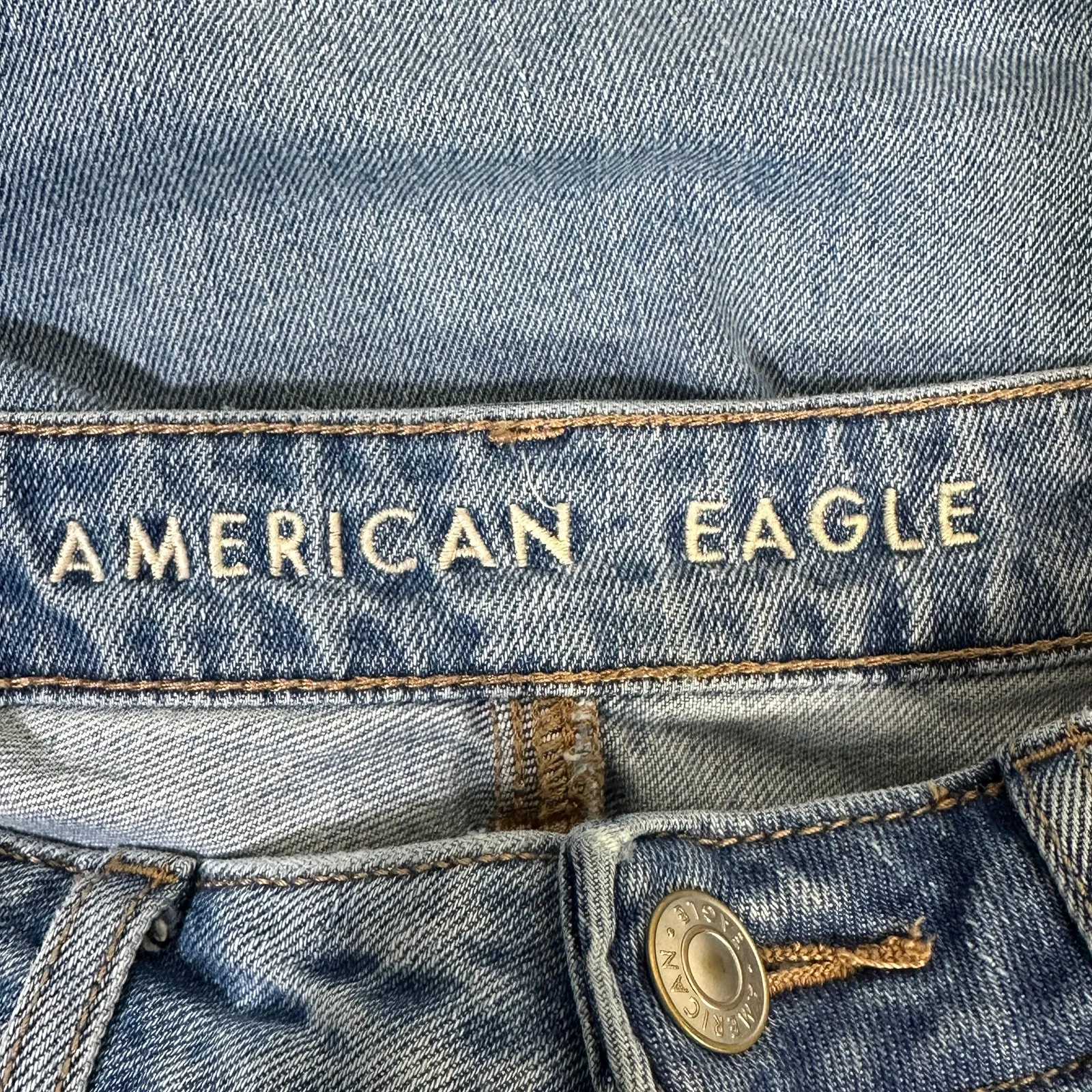 American Eagle Mom Jeans Womens 2 Distressed Medium Wash High Rise Y2K Grunge - Image 5