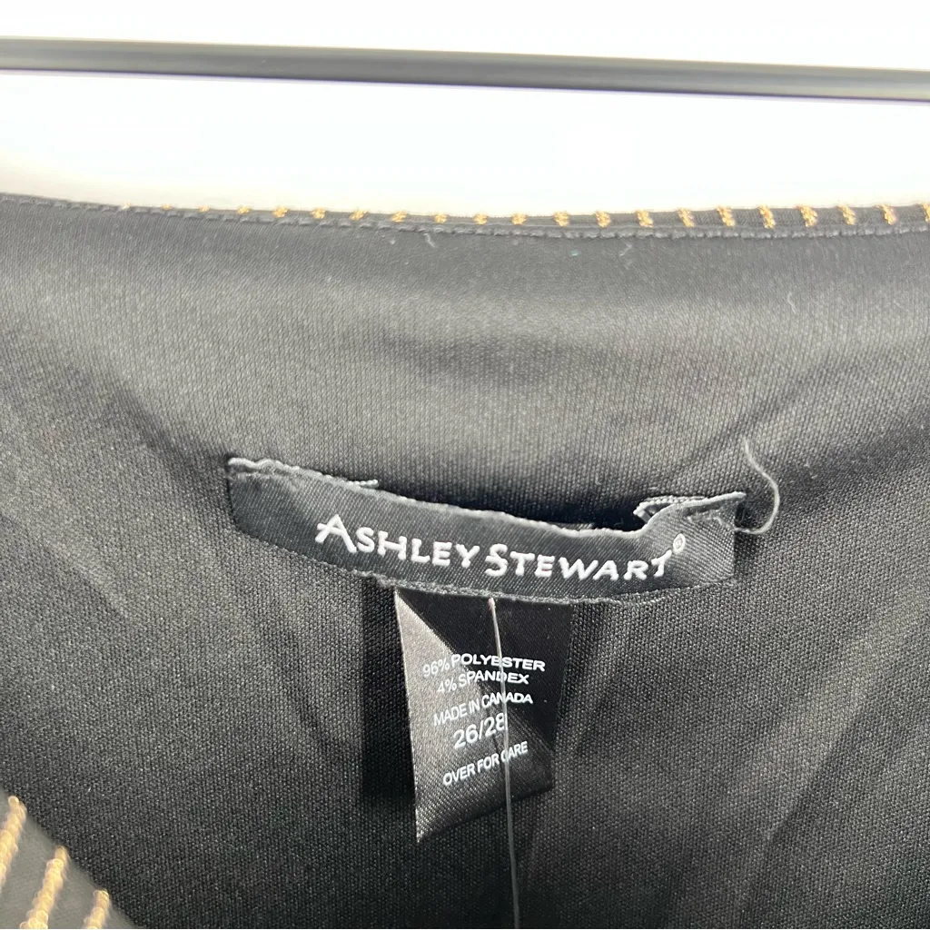 Ashley Stewart Size 26/28 Stretch Textured Metallic Gold Lurex Striped Dress‎ - Image 8