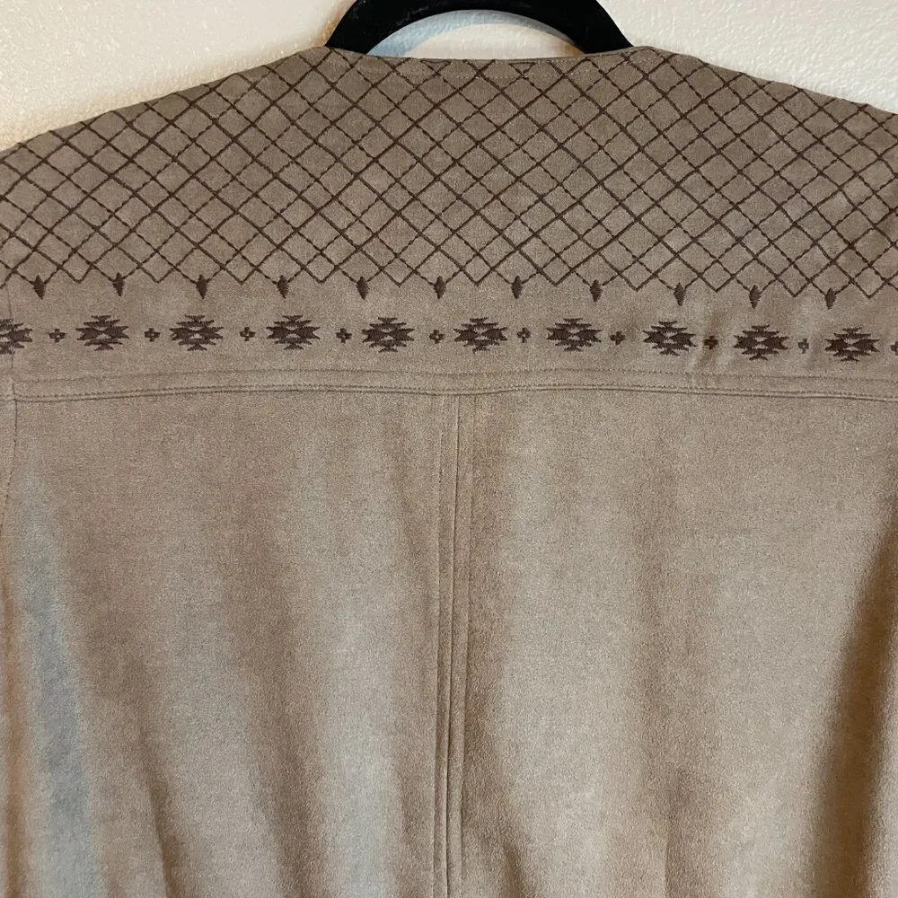 Miss Me Women's Open Front Cardigan Faux Suede Green Brown Size M Rodeo Western - Image 8