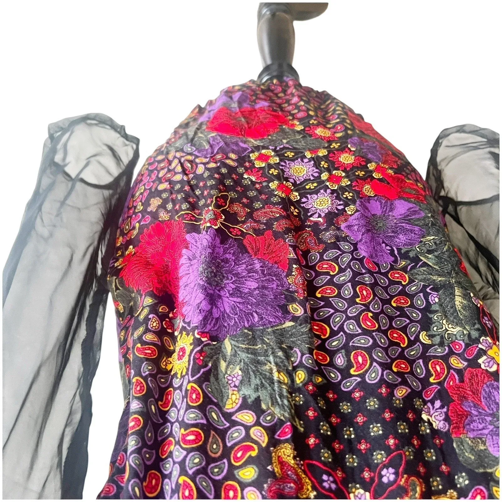 Collective Concepts Vintage Patchwork Blazer Jacket Sheer Sleeve Sz Medium 80’s - Image 6