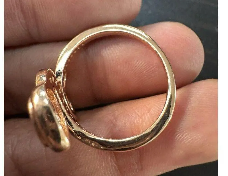 585 14K RG Rose Gold Stamped Sparkle Snake Twist Adjustable Ring - Image 6