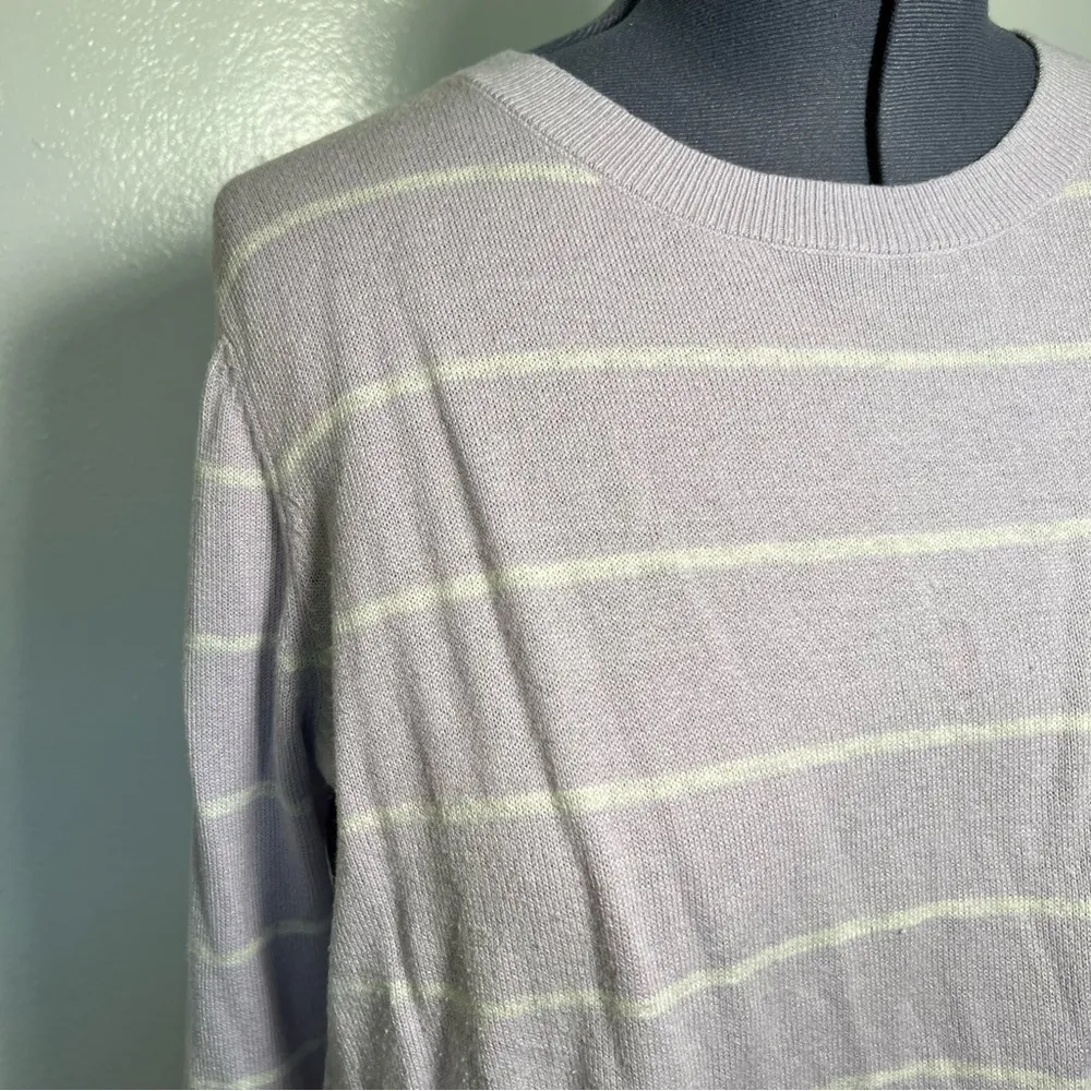A New Day Crewneck Sweater Lavender White Stripes - Image 4
