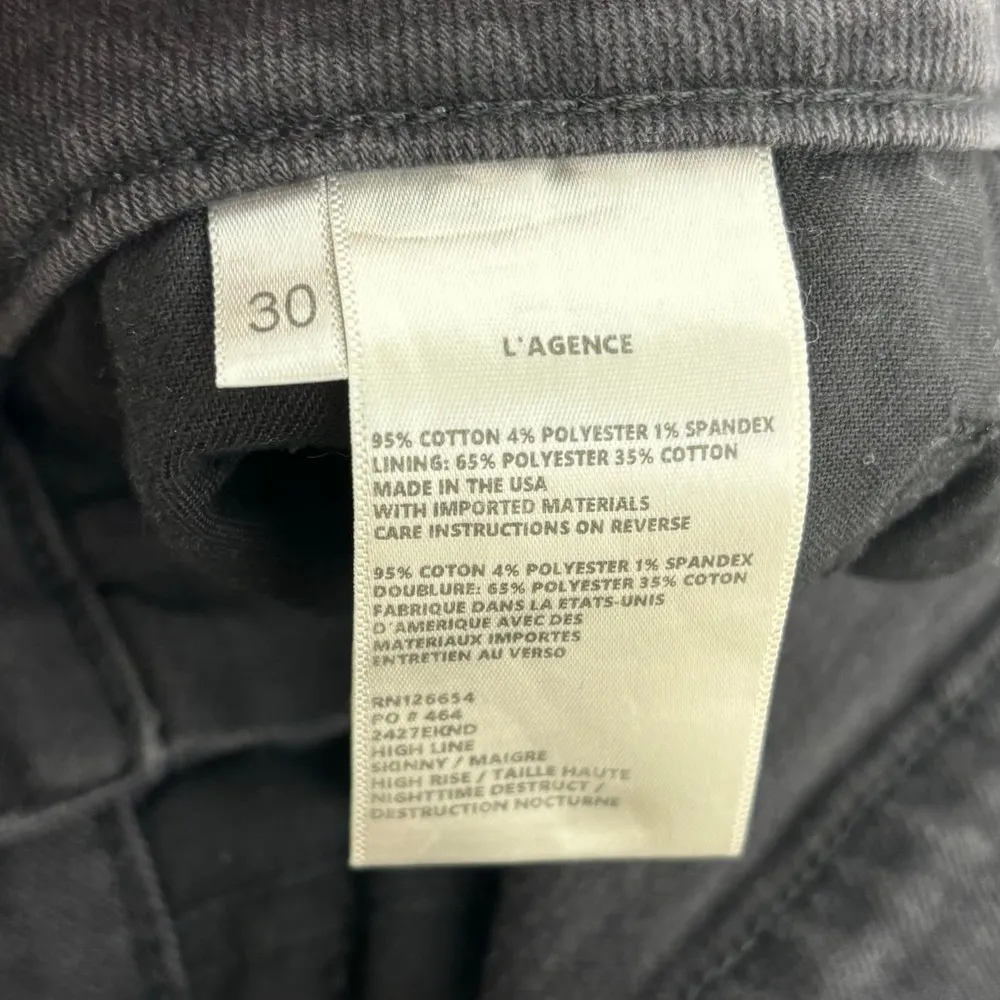 L’agence High Line Jeans in Black Onyx Distressed High Waisted Ankle 30 - Image 7