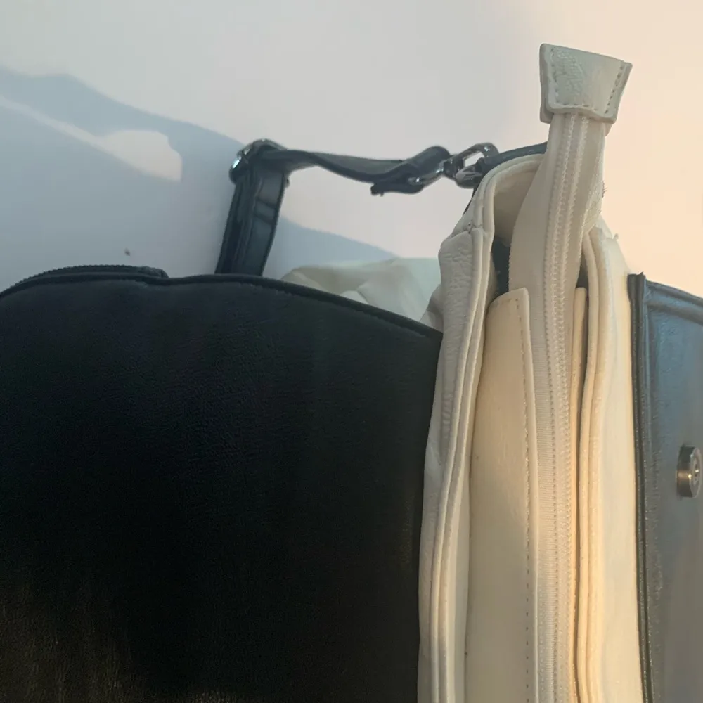 Expressions Black and White Flap Top Satchel with Adjustable Shoulder Strap - Image 10