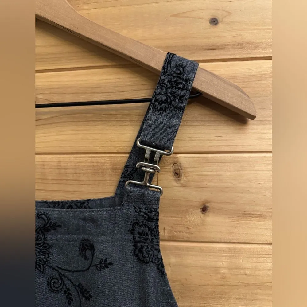 Vintage Talbots Size Large Gray Velvet Floral Overall Dress Whimsigoth Goth - Image 3