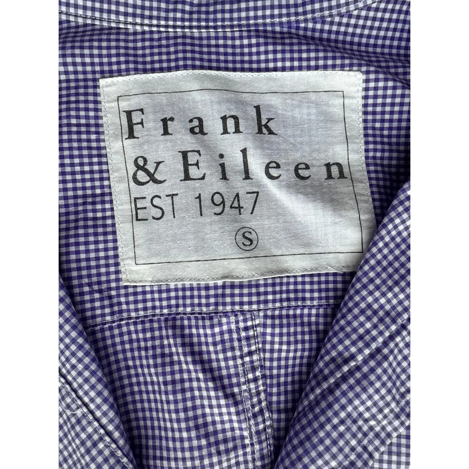 Frank & Eileen Barry Tailored Button Up Purple Gingham Cotton Size Small - Image 6