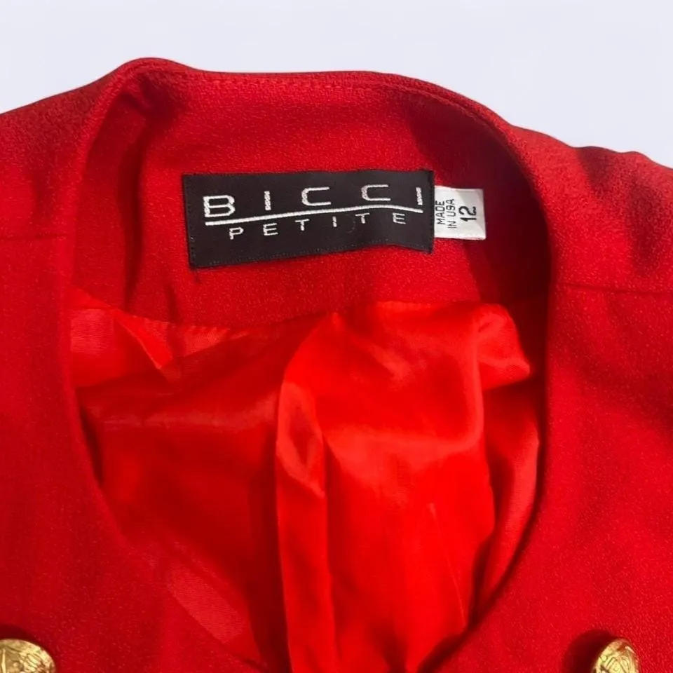 Vintage 80s Bicci‎ Red Wool Blazer – Size 12 Petite - Image 2