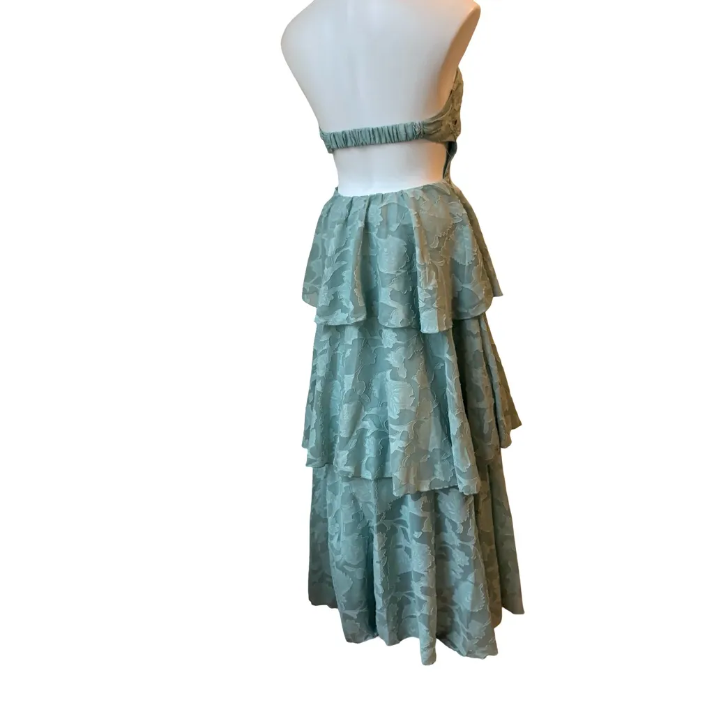 NWT, Hello Molly WHIMSY IN WONDERLAND STRAPLESS MAXI DRESS SAGE, Sz 6 - Image 9