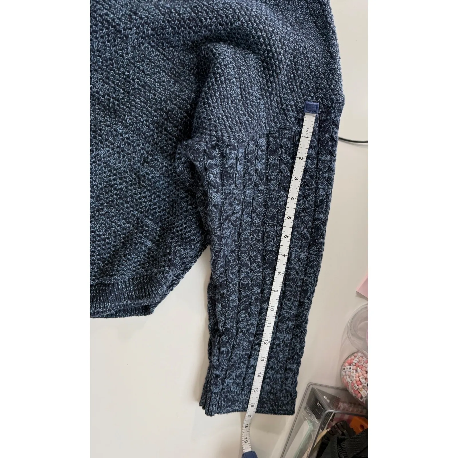 Time and Tru Womens Sweater XXL Blue Speckled Knit Crewneck Long Sleeve - Image 8