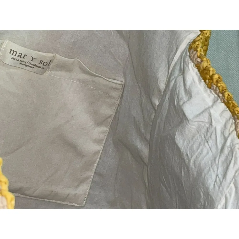 Mar Y Sol Straw Amalfi Tote Bag Used Striped Sunflower / Natural Yellow - Image 7