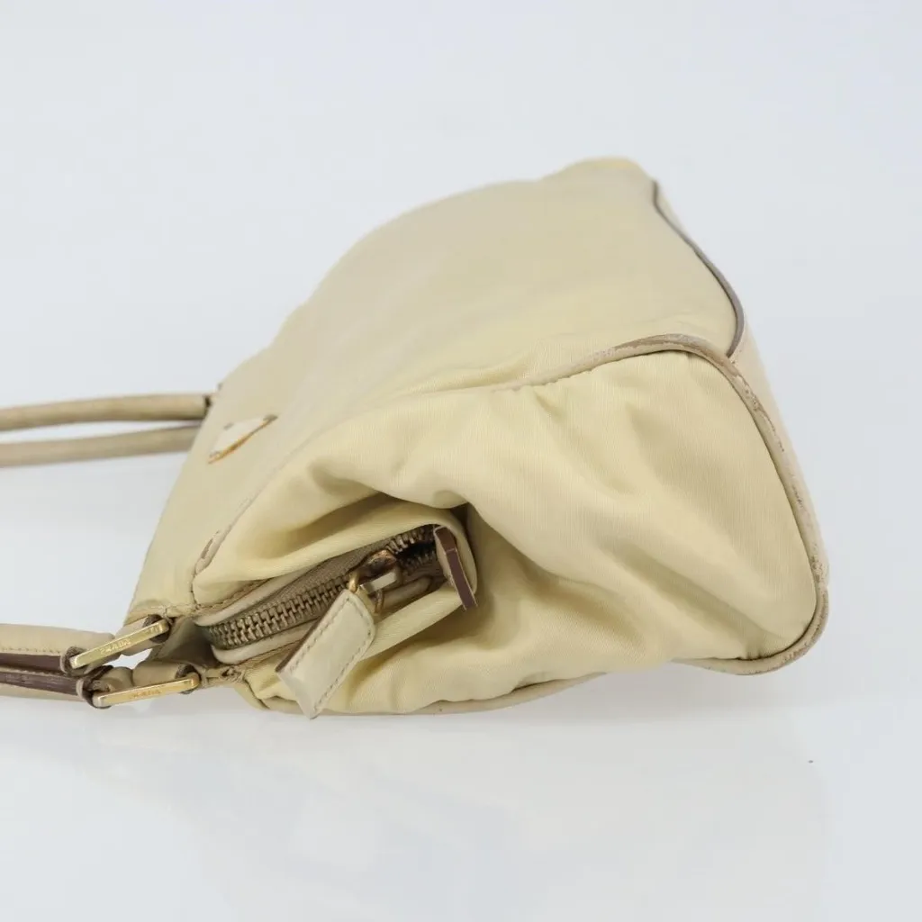 PRADA Shoulder Bag Nylon Beige Gold Authentic - Image 7