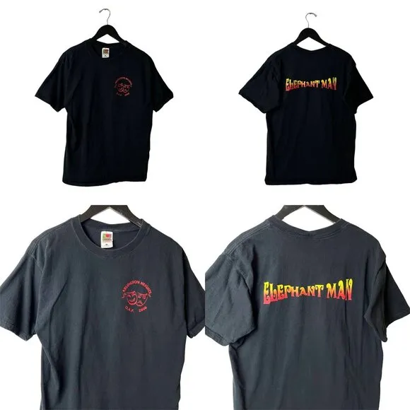 Elephant Man Arlington Heights T Shirt 2000 Vintage Y2K Black Medium M A.O.P. - Image 2