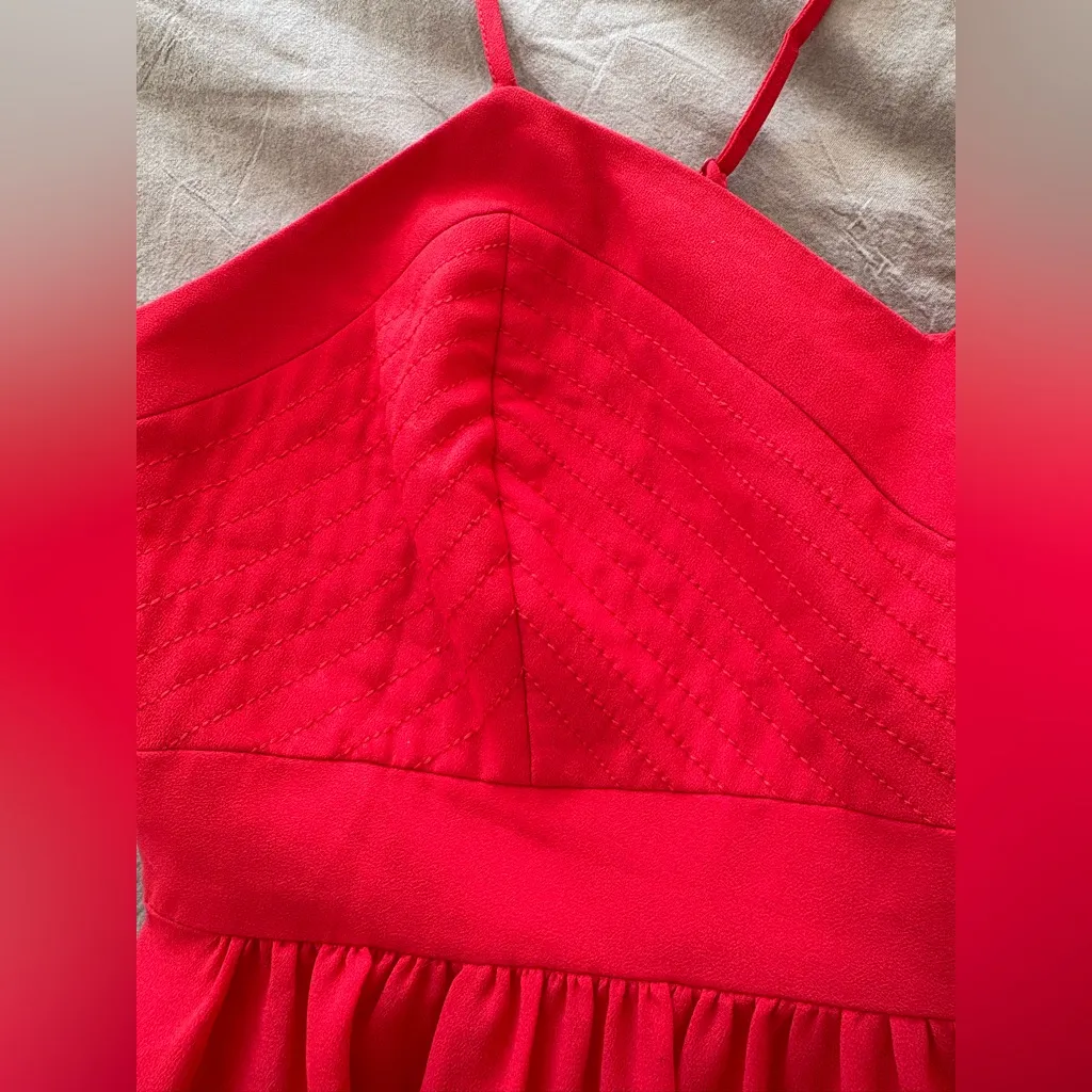 Badgley Mischka Red Floor Length Dress - Image 5