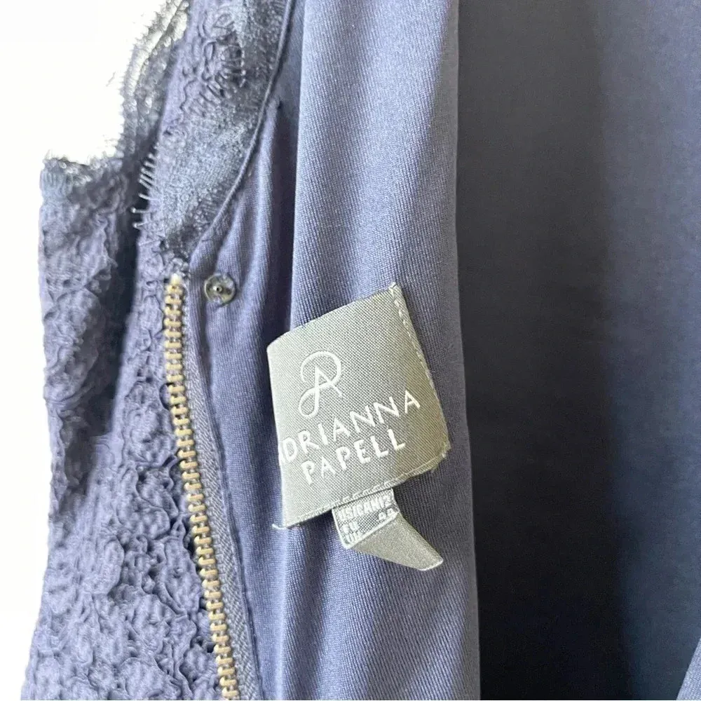 Adrianna Papell Sleeveless Lace Dress Zip Back Navy Size 12 - Image 8