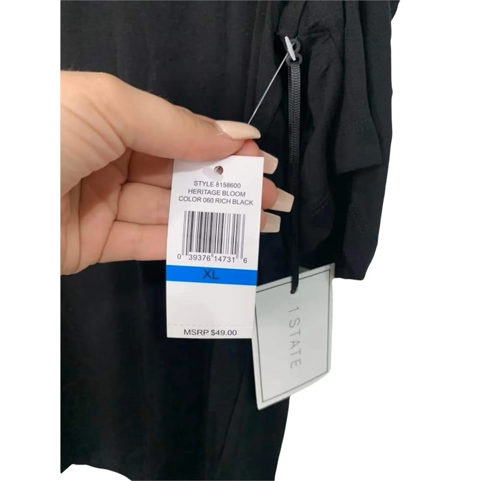 1.STATE Heritage Bloom‎ Rich Black Cold Shoulder Top Size XL NEW - Image 4