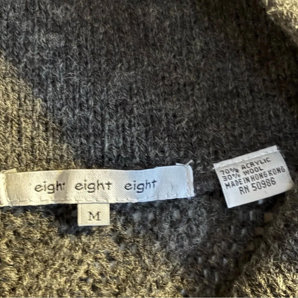 Eight Eight Eight Sweater Poncho Size Medium Grey Wool Blend Warm Cozycore Knit - Image 4