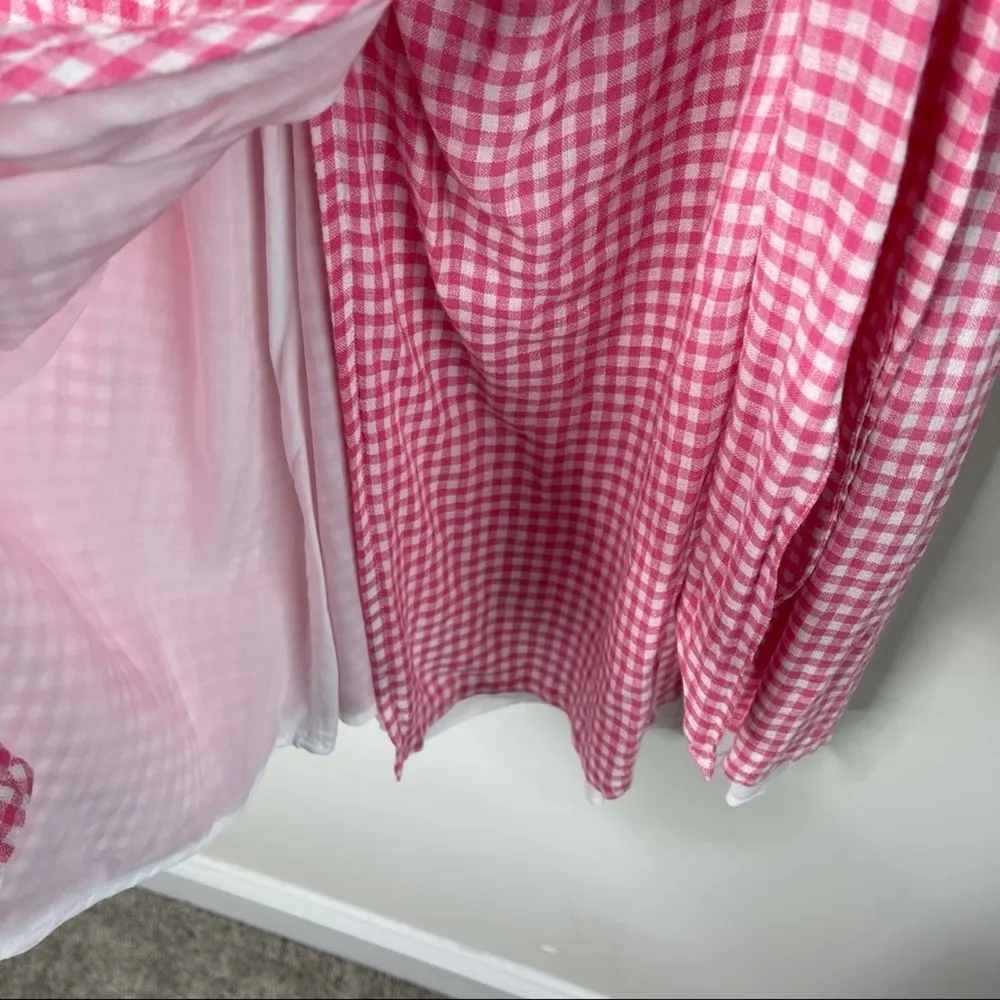 Rails pink gingham linen blend wrap mini dress size small‎ - Image 5
