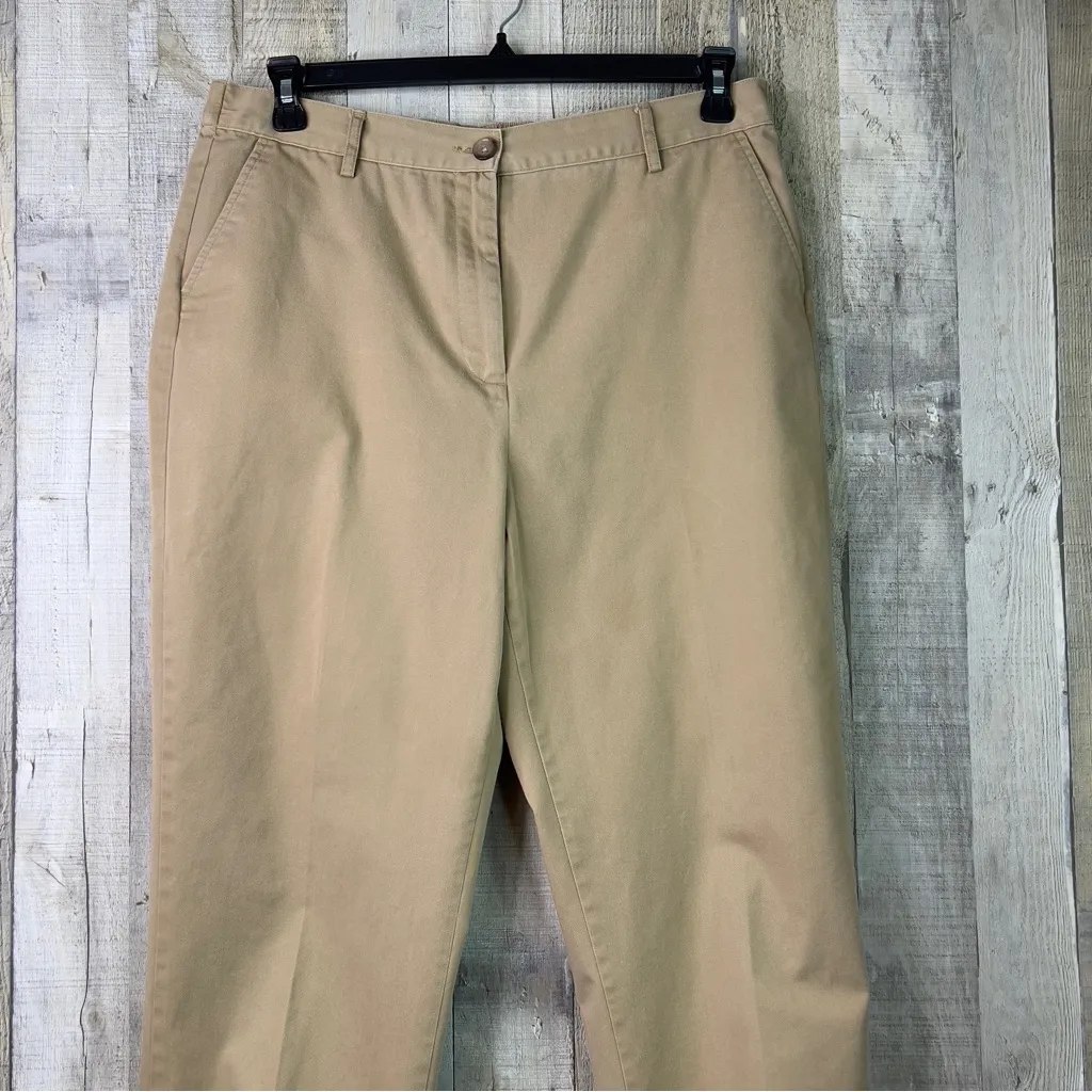 Land’s End Size 14 Khaki Style Tan Cropped Pants w/Tabbed Leg Back Stret… - Image 3