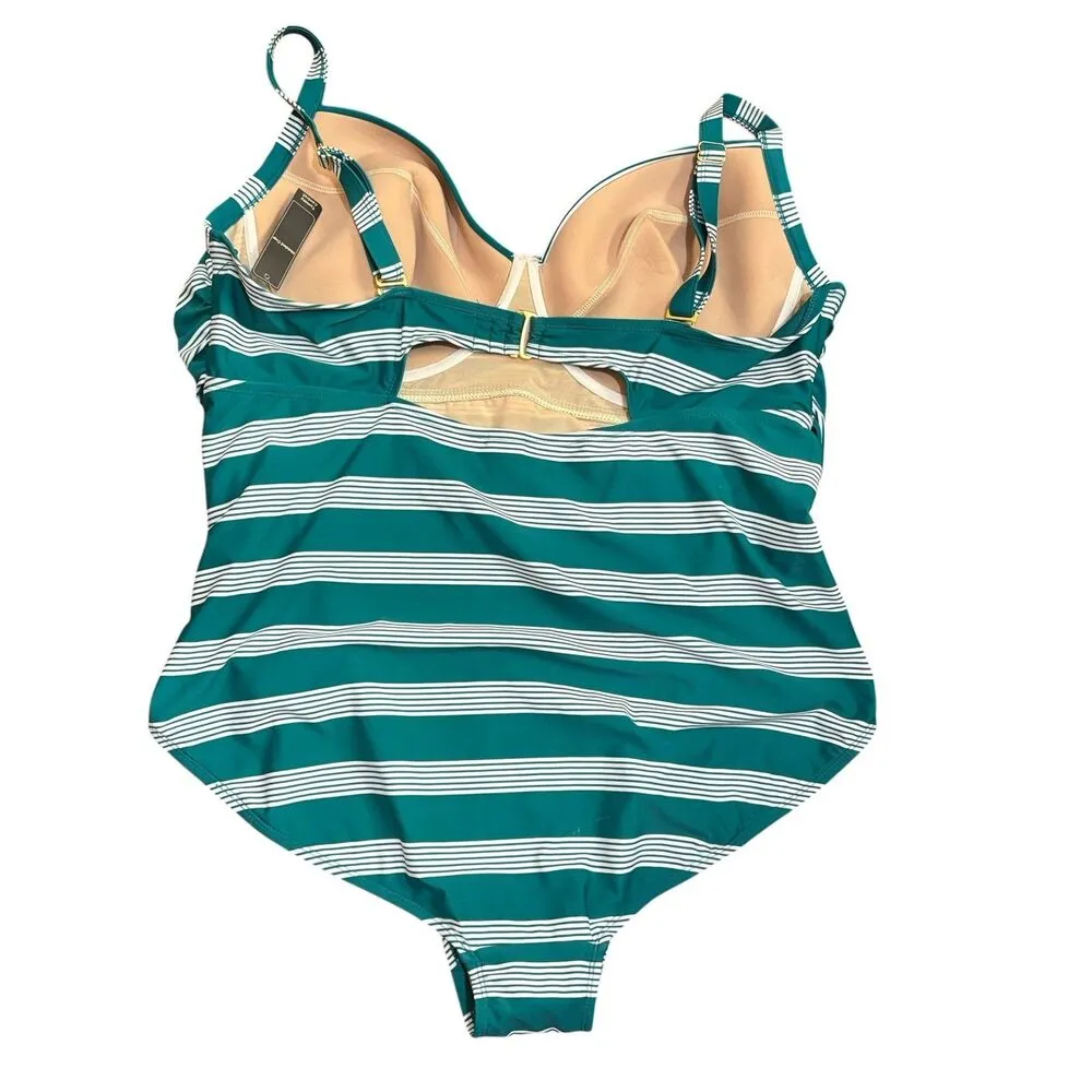 Terra & Sky One Piece Swimsuit Womens 4X 28W 30W Multicolor Stripe Tummy Control - Image 4