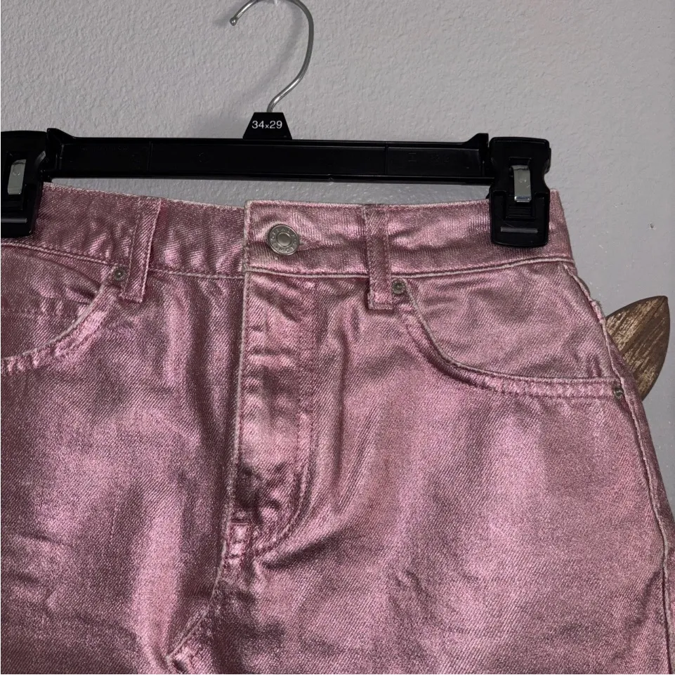 Topshop Moto Pink Metallic Mini Skirt Size 4 - Image 2