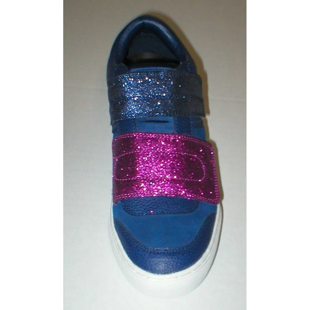 New Womens Glitter Shoes Fashion Casual Sneakers 7.5 Blue Purple Strap Skechers - Image 5