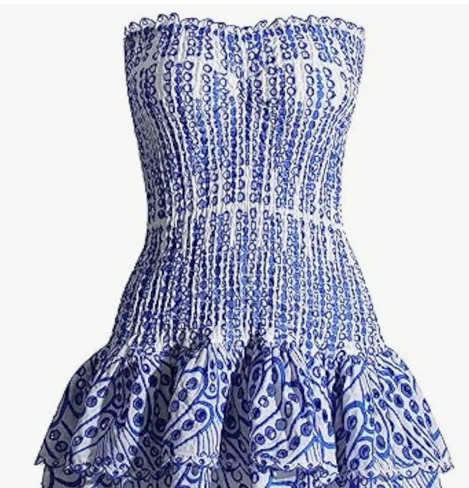 Blue Strapless Dress Size M - Image 2