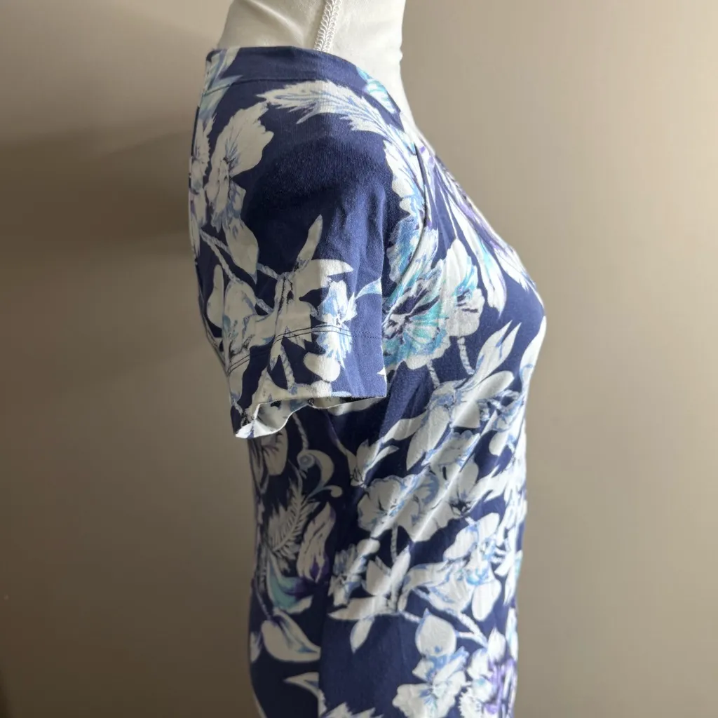 Soft Surroundings Purple and Cream Leaf Print dress size PS - Image 12