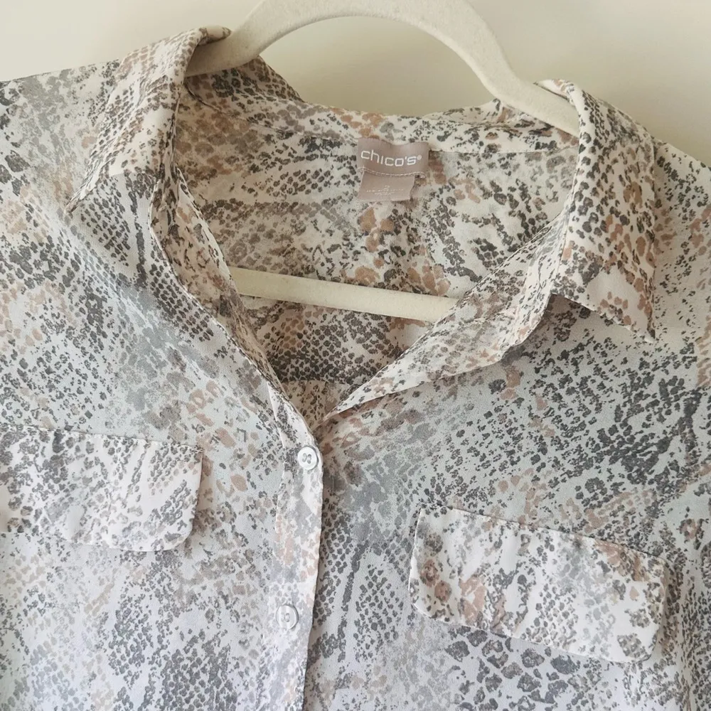 Chicos Python Print Blouse - Chicos Size 2 (Reg Size L or 12) - Image 9