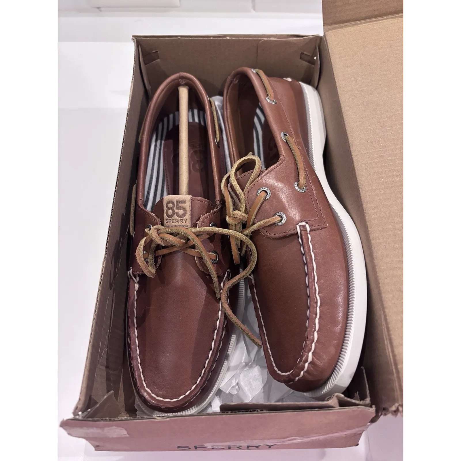 New Sperry Womens Authentic Original 2 Eye Lace Boat Shoe Loafer Tan Sz 8.5 85th - Image 3