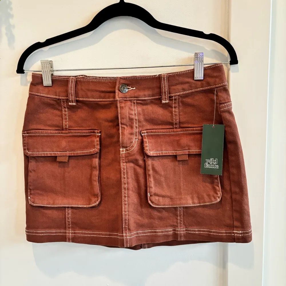 Wild Fable NWT Cargo Style Brown Denim Women's Mini Skirt Size XS - Image 2