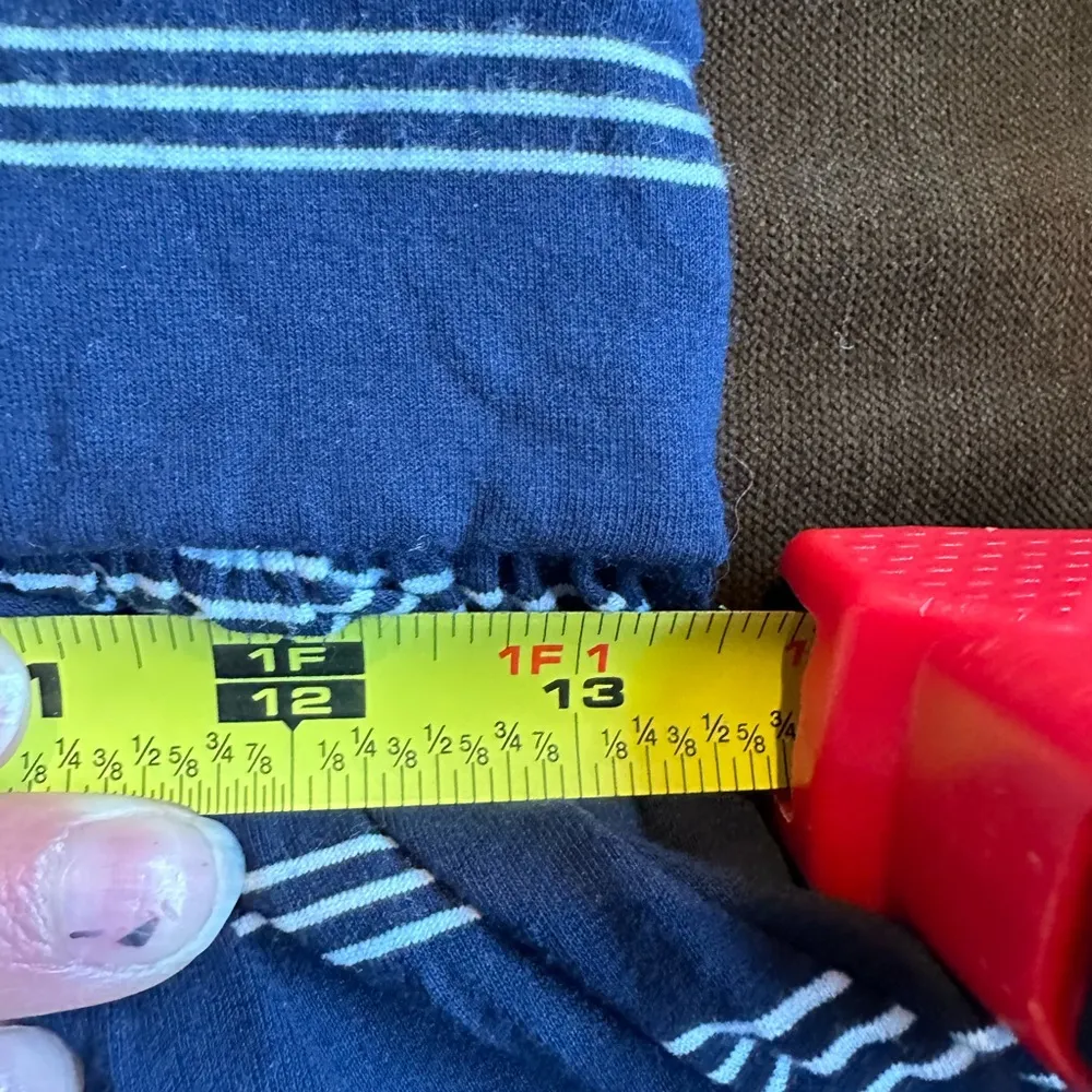 Drop Waist Navy Blue & White Striped Maxi Dress Sz S Tie In Front - Image 11