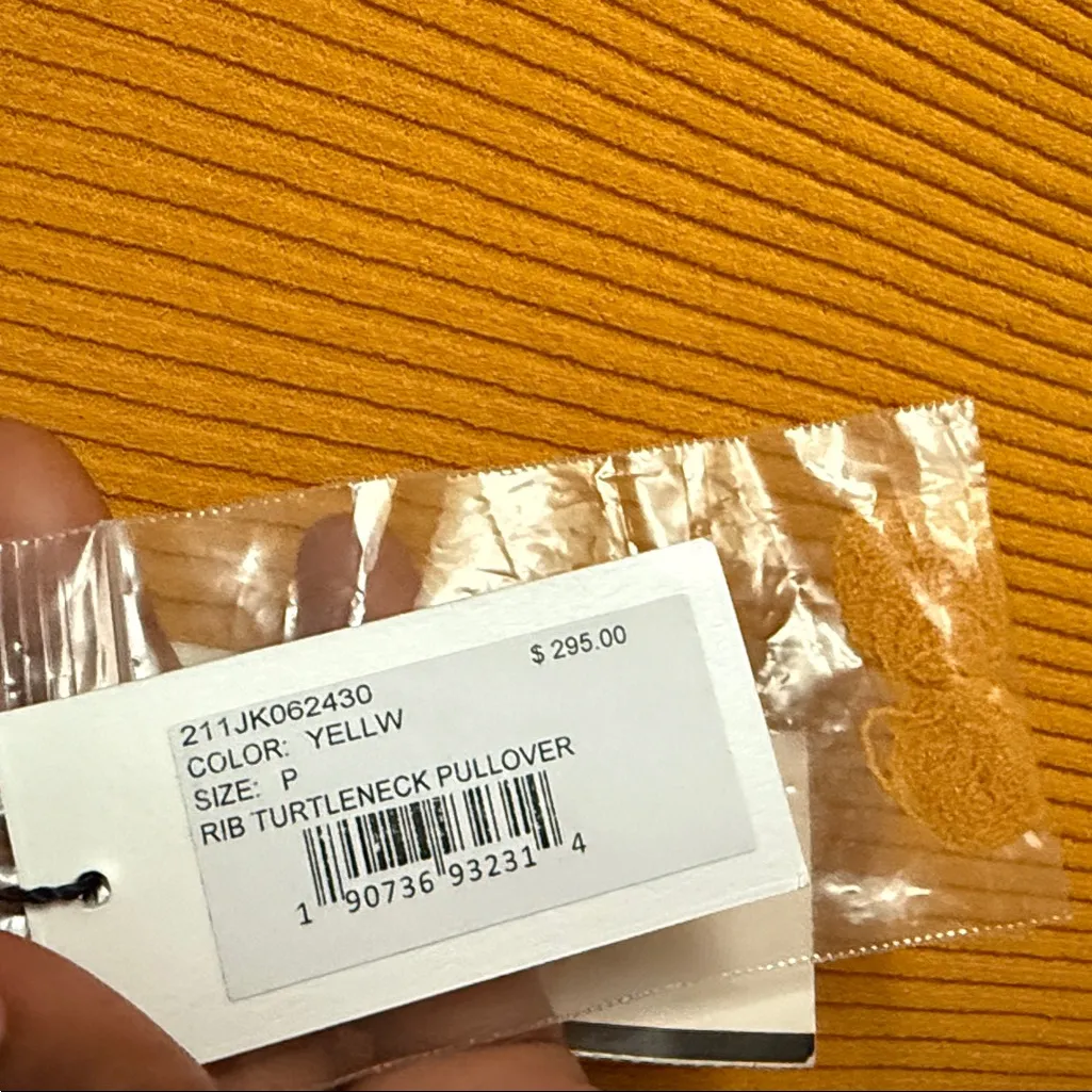 NEW MILLY ribbed yellow turtleneck sweater XS - Image 5