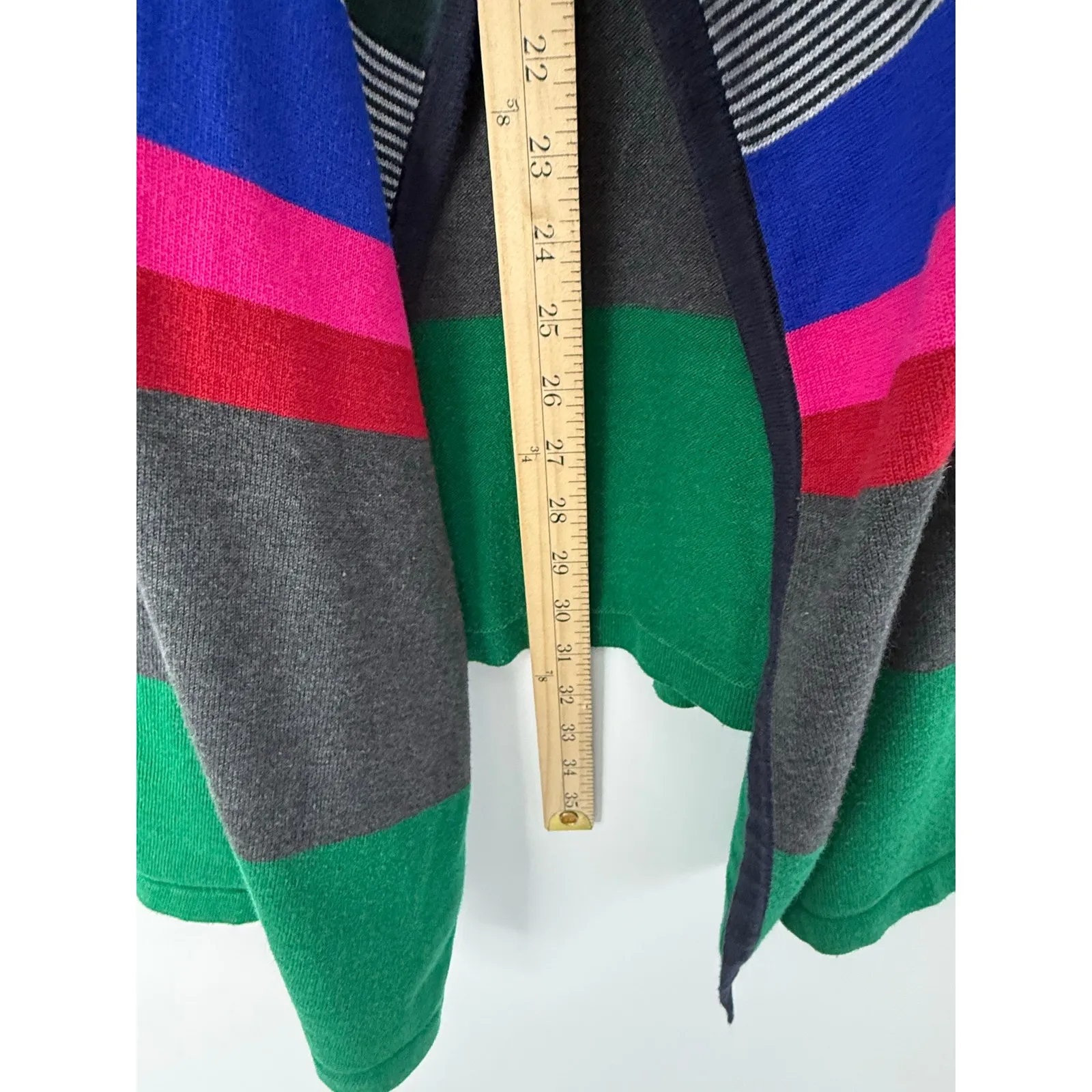 Anthropologie Lili’s Closet Striped Open Front Cardigan L Navy Multi Colorblock Blue Size L - Image 6