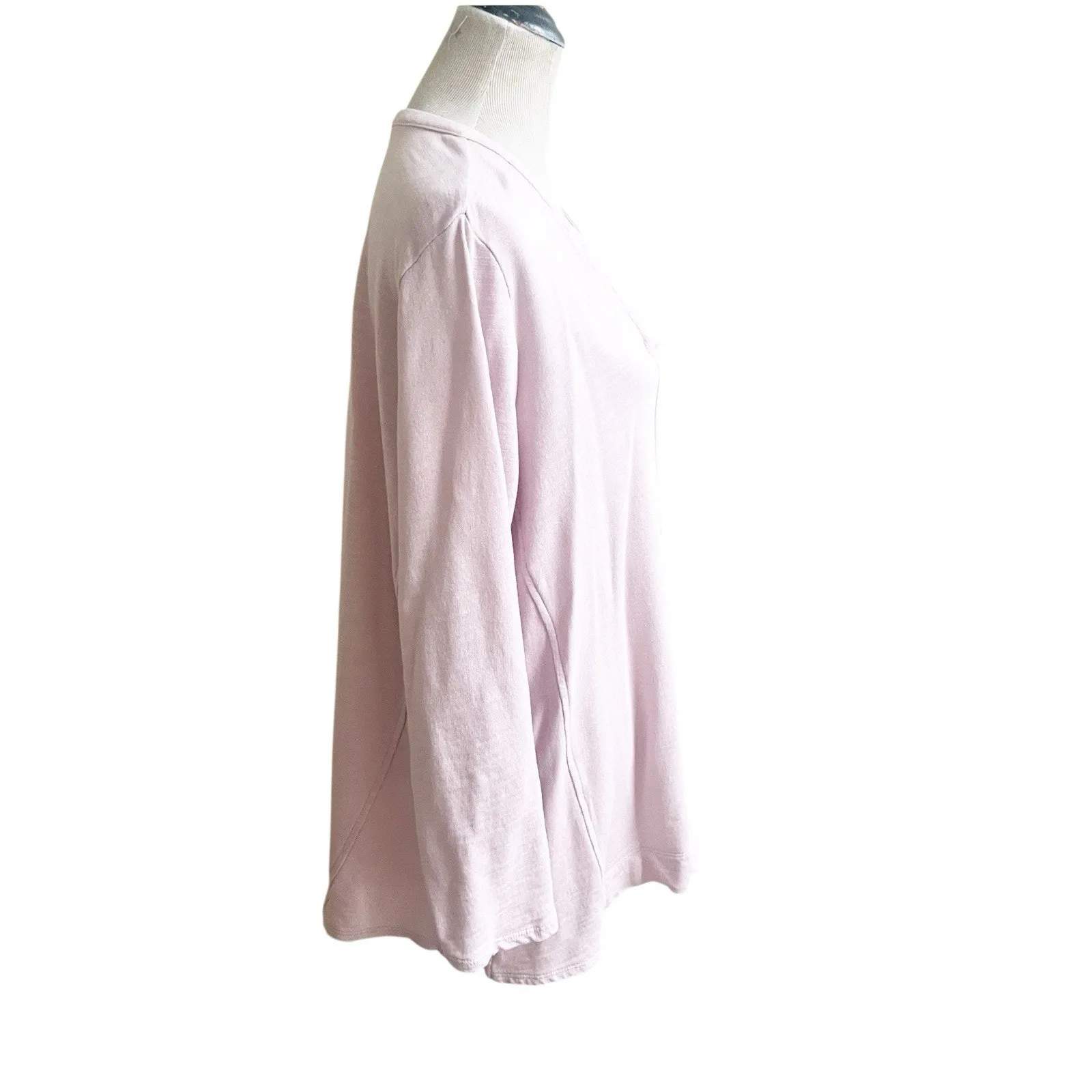 J. Jill Organic Cotton Henley Neck Sweater Pink Size XL Relaxed Beachy Casual - Image 4