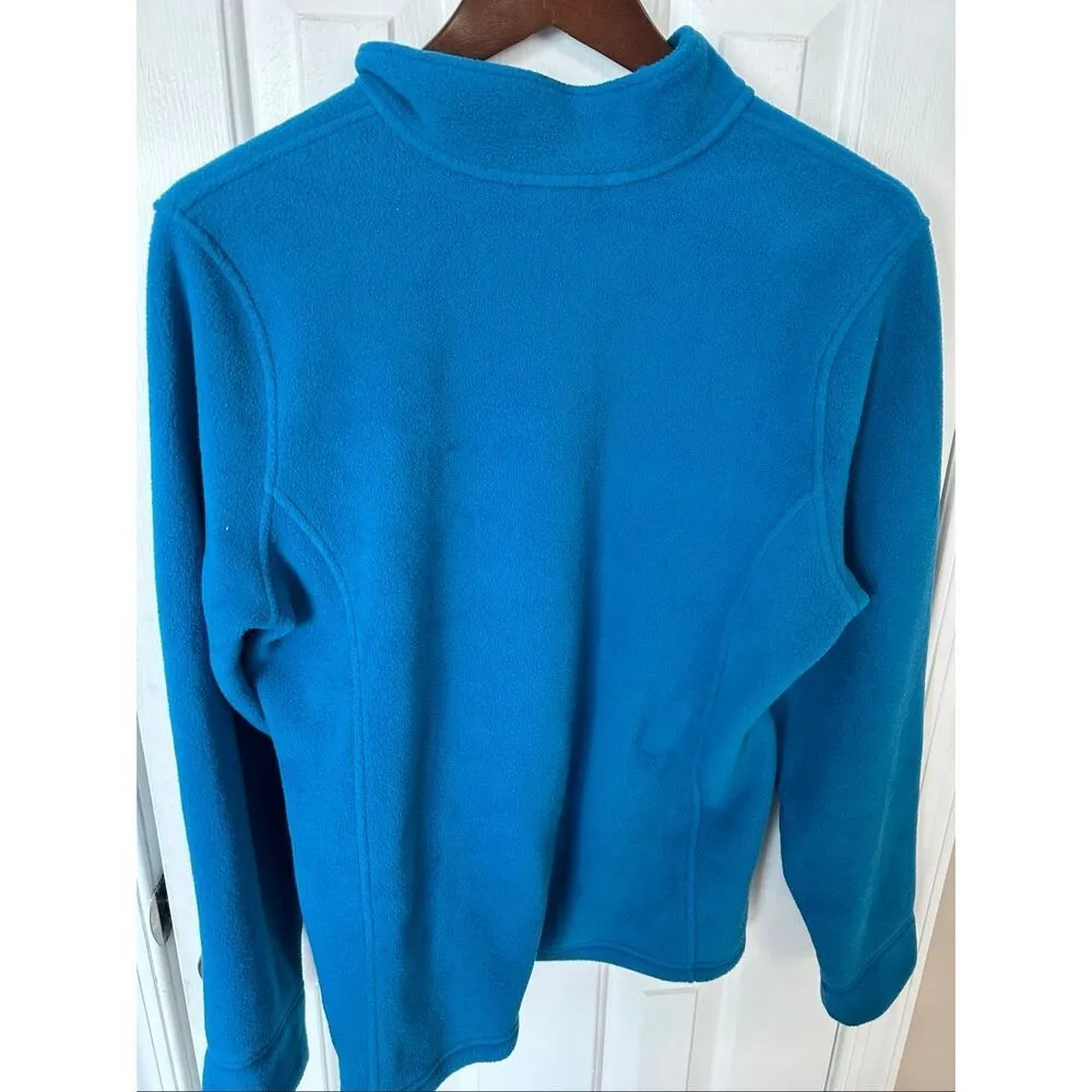 L.L. Bean Womens Pullover Large Regular Quarter Zip Mock Neck Cobalt Blue Fleece - Image 3