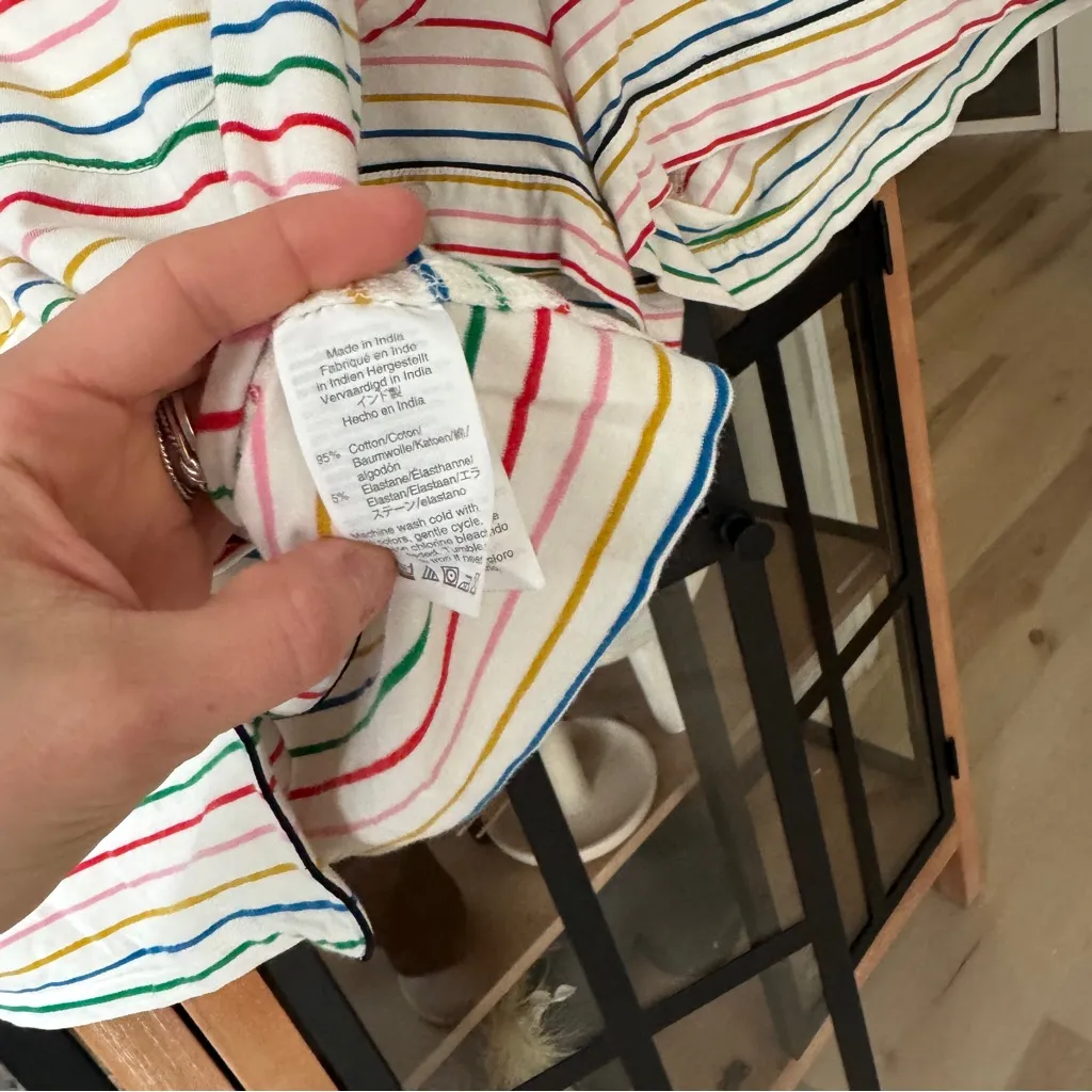 J. CREW Pajamas set short sleeve button down shirt shorts rainbow stripes cotton - Image 6