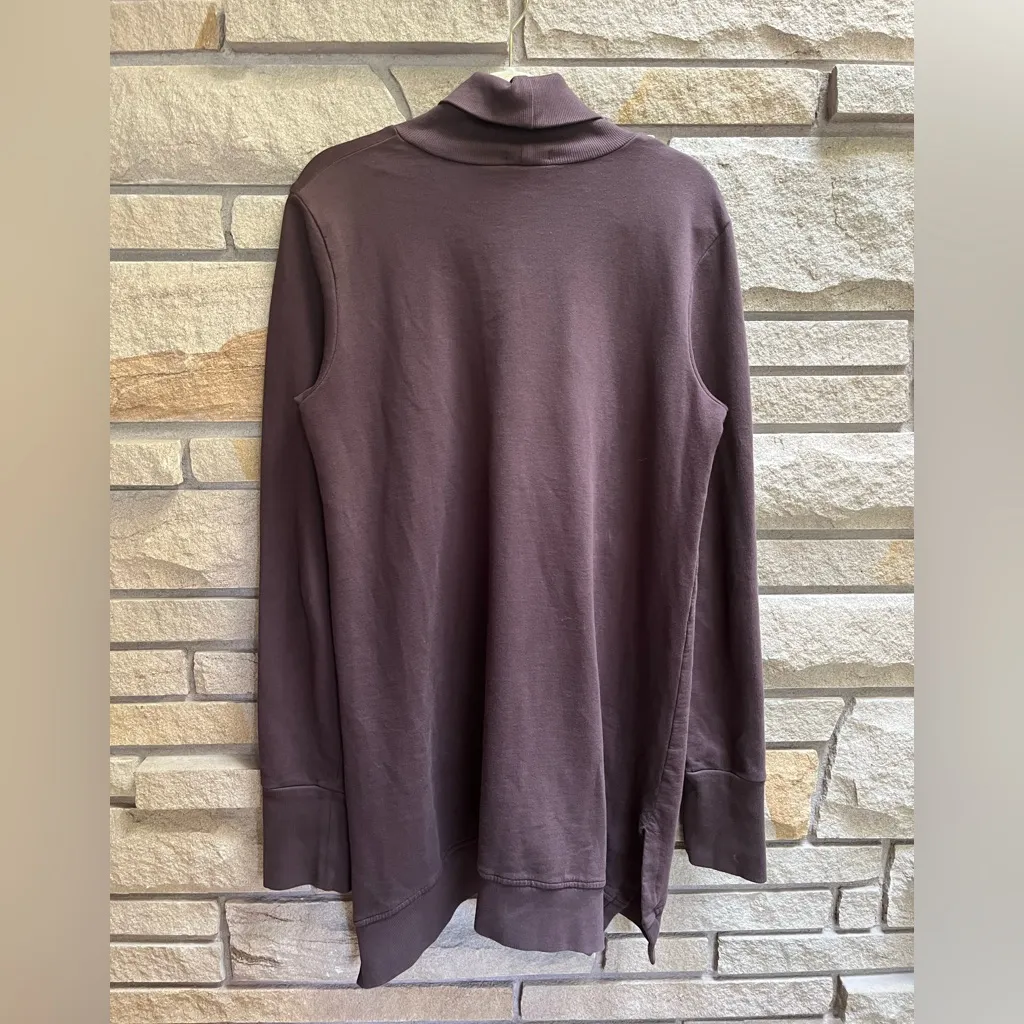 Prairie Underground mock neck cowl sweatshirt dress longline Lagenlook Brown xl - Image 2