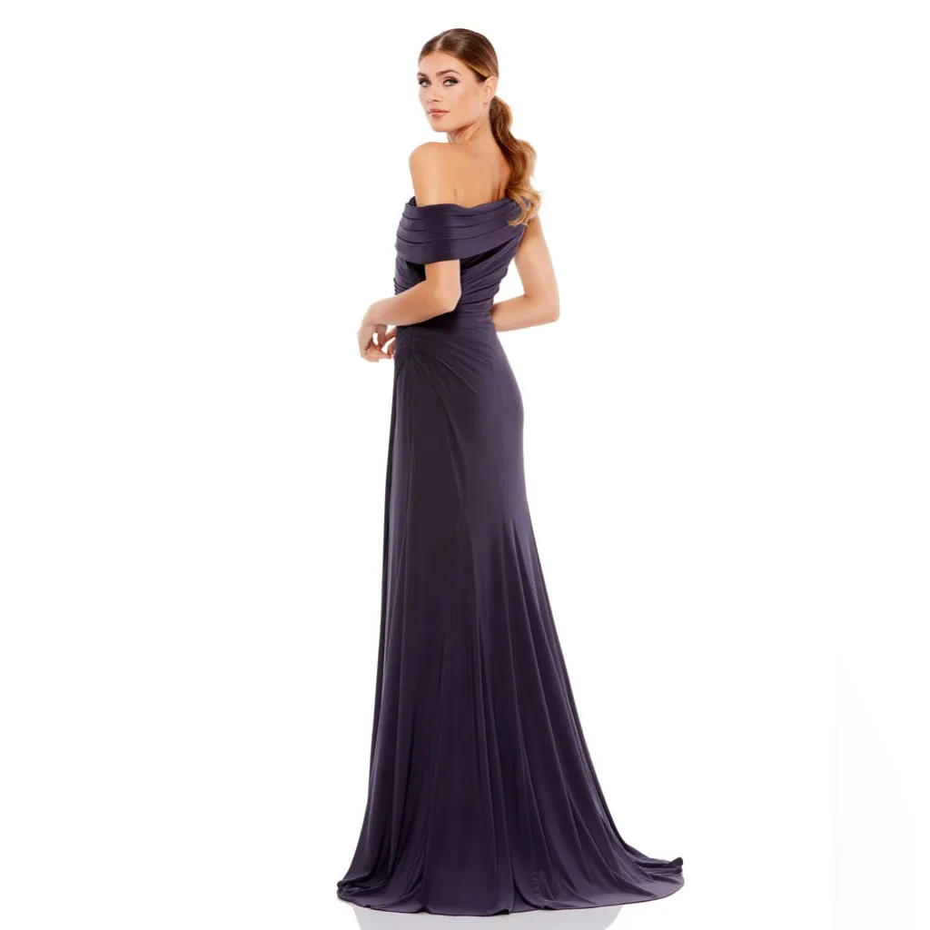 Mac Duggal 26517 Charcoal Gray Ruched One-Shoulder Trumpet Gown - Image 2