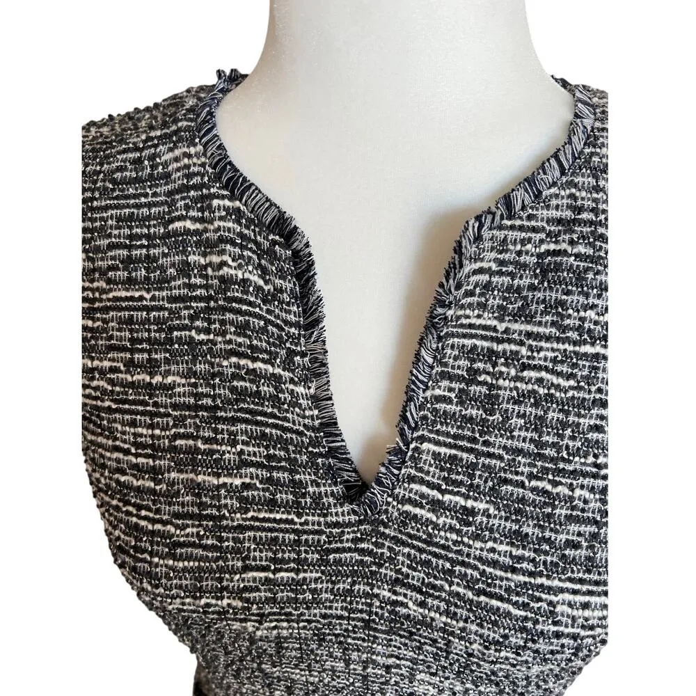 Karl Lagerfeld Paris Navy Tweed Pearl Button Sheath Dress Size 4 Clueless Preppy - Image 3