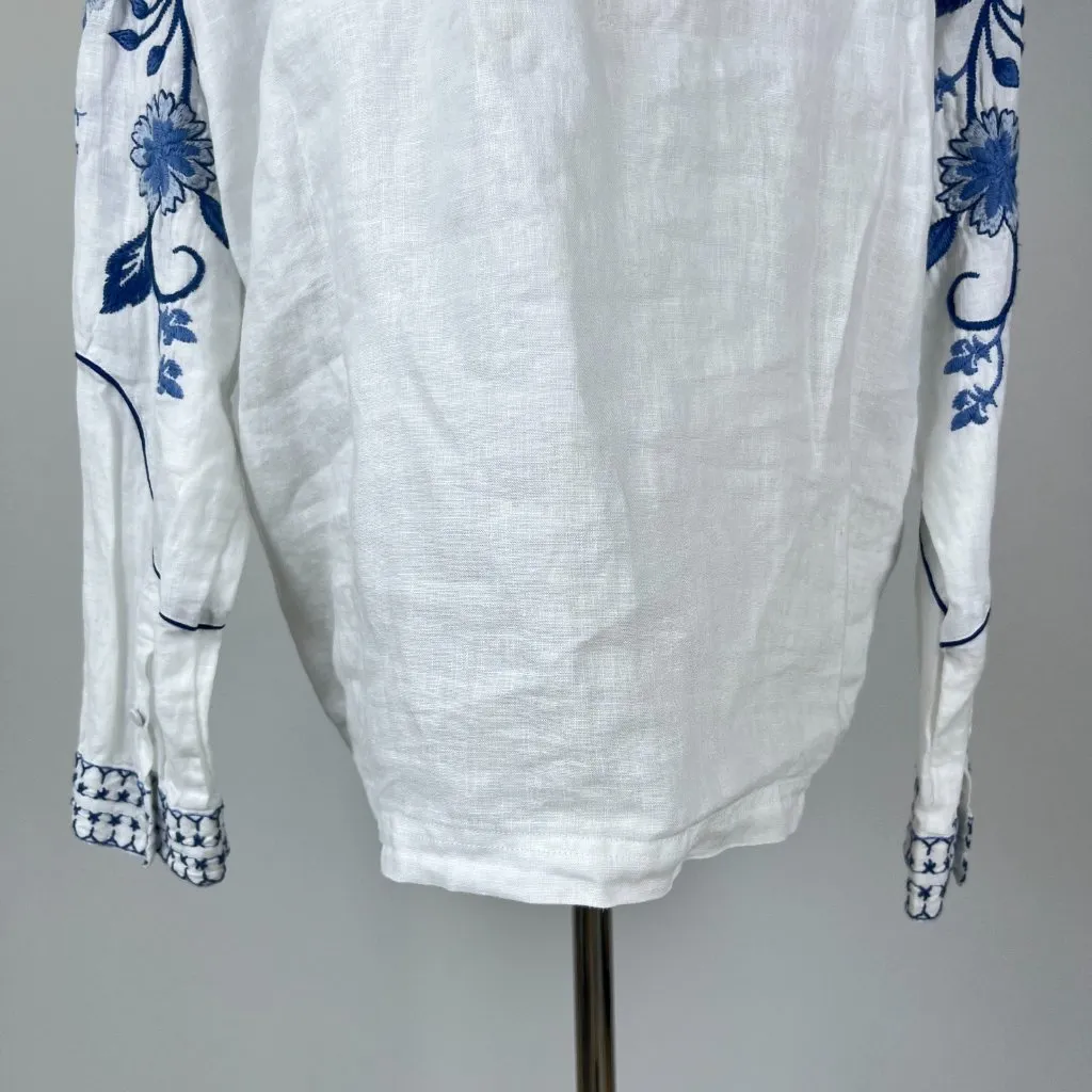 NWOT Johnny Was Linen Embroidered Floral Boho Long Sleeves Jacket Coat Sz M - Image 7