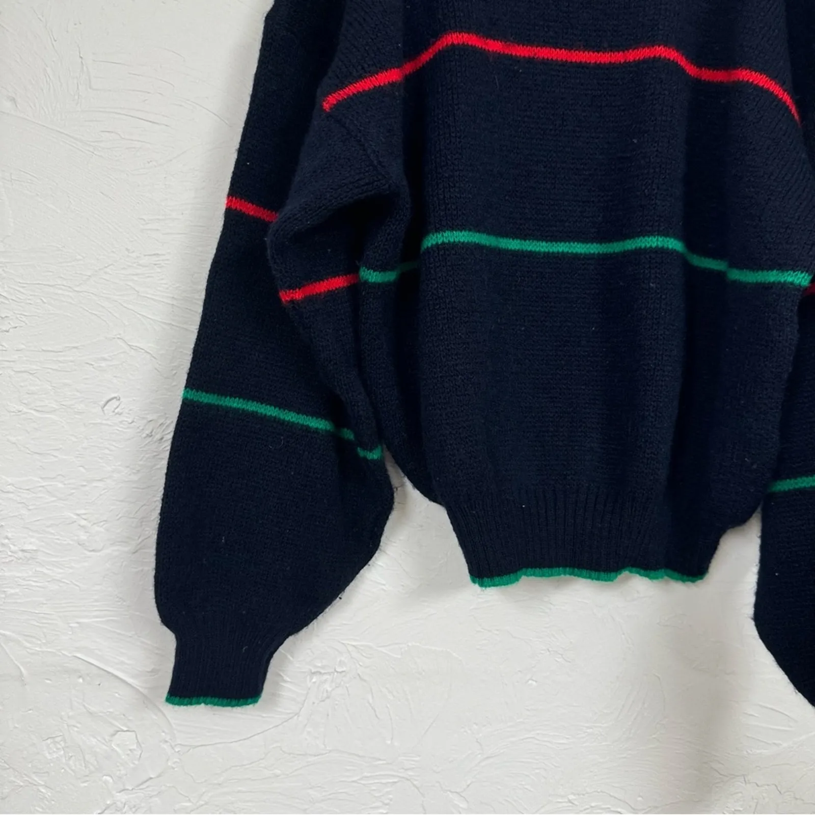 Vintage 80s Navy Blue Wool Embroidered Only For Boys Adventure Sweater Womens XS - Image 7