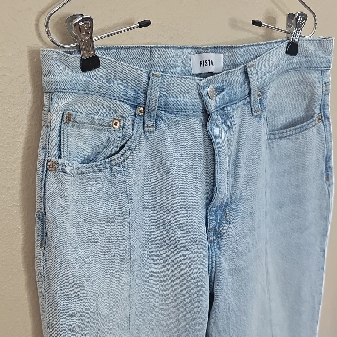 Pistola Jeans Alexa Hi Rise Slim Flare Denim Split / Slit Hem Light Wash Size 30 - Image 6