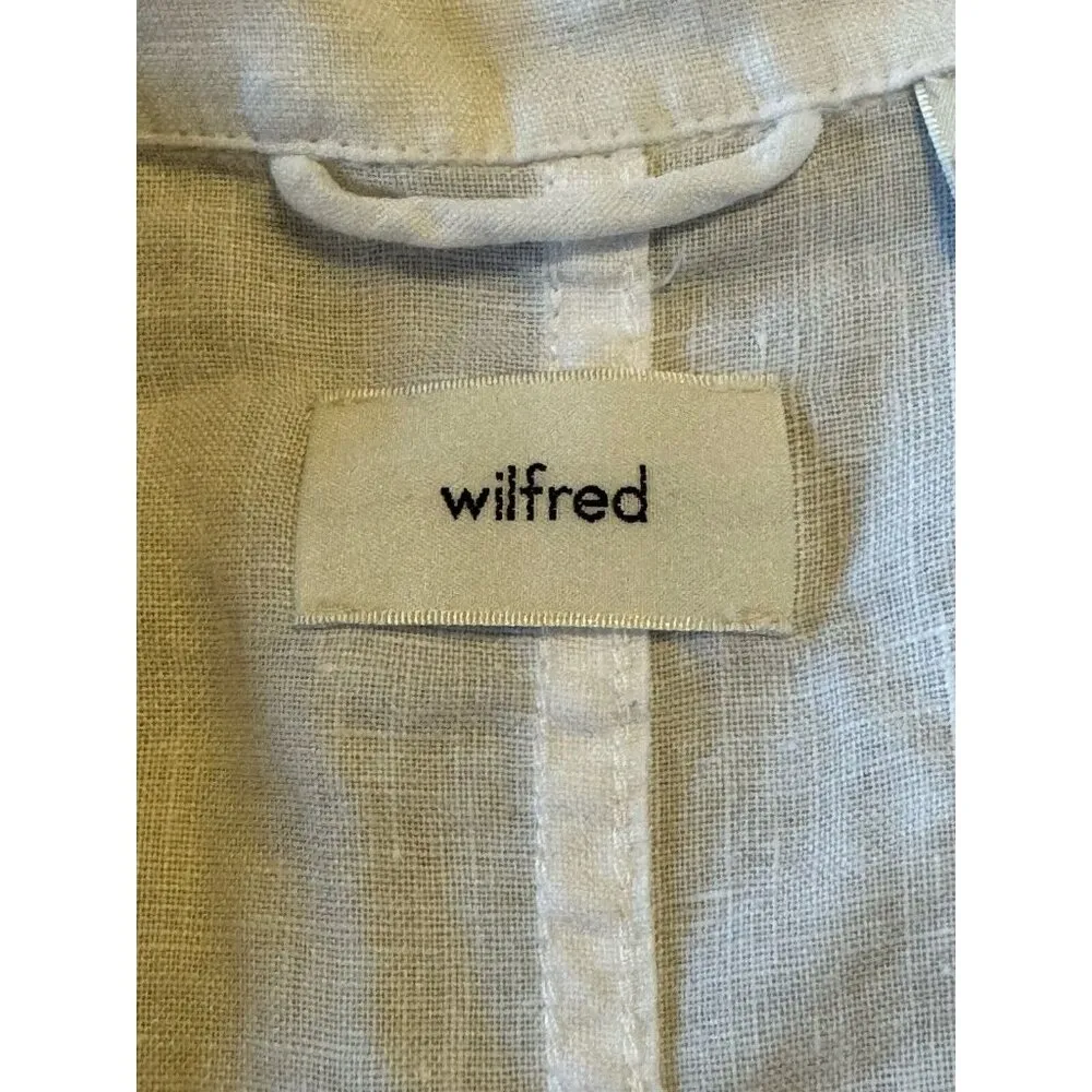 Wilfred Aritzia Button down Shirt Blouse white 100% Organic Linen Size XS Luxury - Image 3