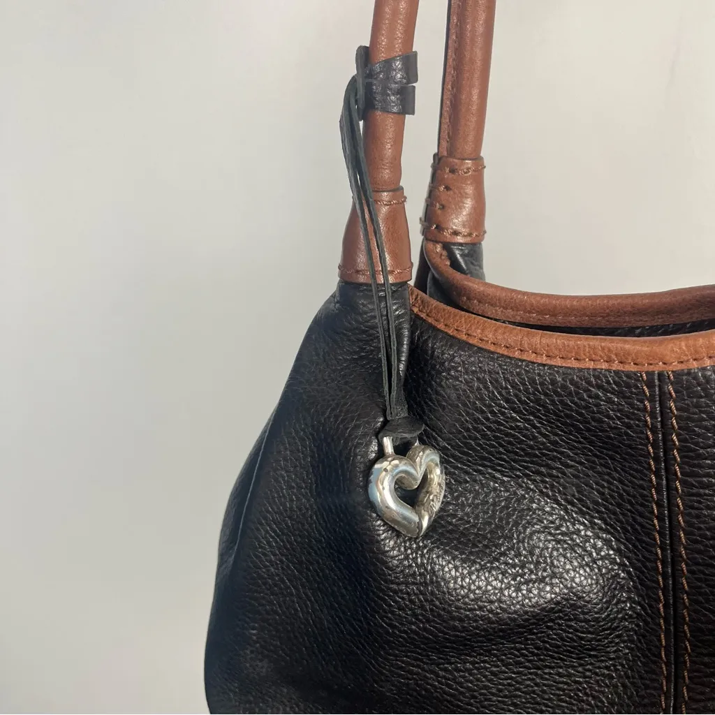 BRIGHTON LONDON GROOVE TATUM PEBBLED LEATHER SHOULDER HANDBAG black brown - Image 6